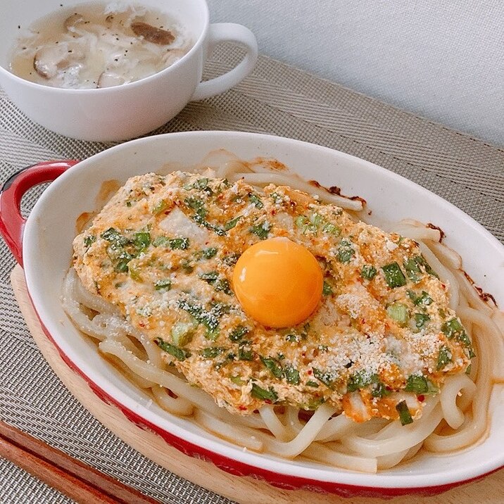 ニラキムチと大和芋でふわふわ♪焼きうどん♪